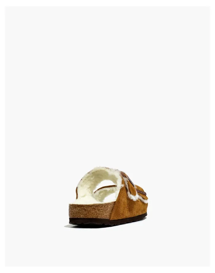Women Birkenstock Suede Arizona Sandals In Shearling Mink Natural Madewell Flats Women Birkenstock Suede Arizona Sandals In Shearling Mink Natural Madewell Flats