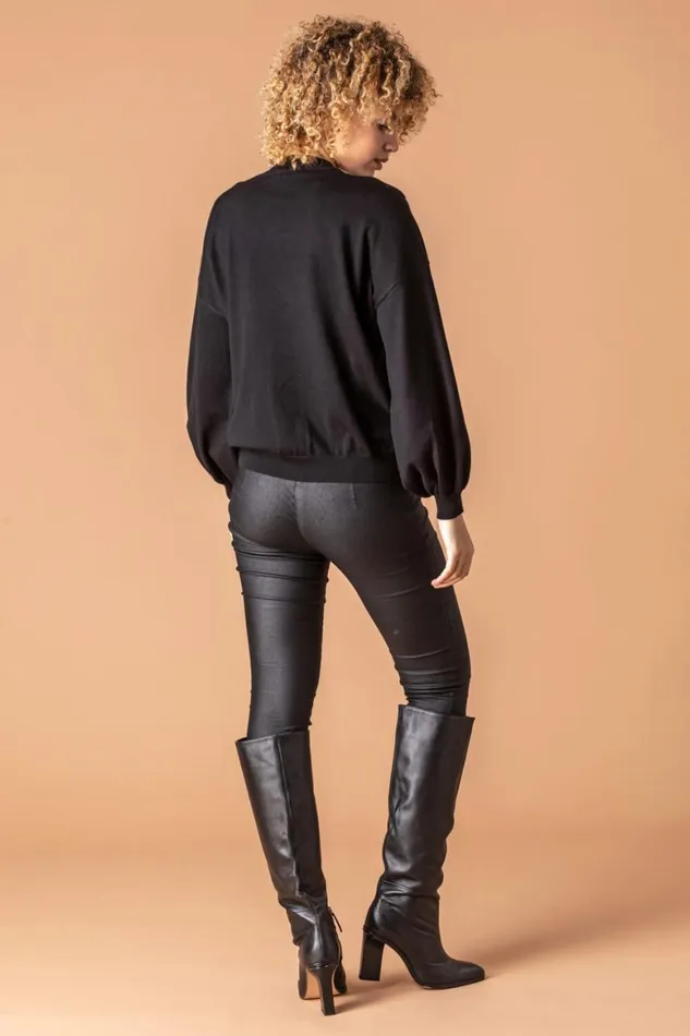 Women Black Star Diamante Embellished Jumper Roman Knitwear