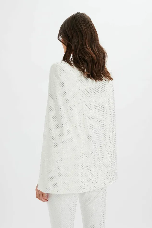 Women Blazers Lavish Alice TIA Crystal Embellished Classic Cape Blazer In White White