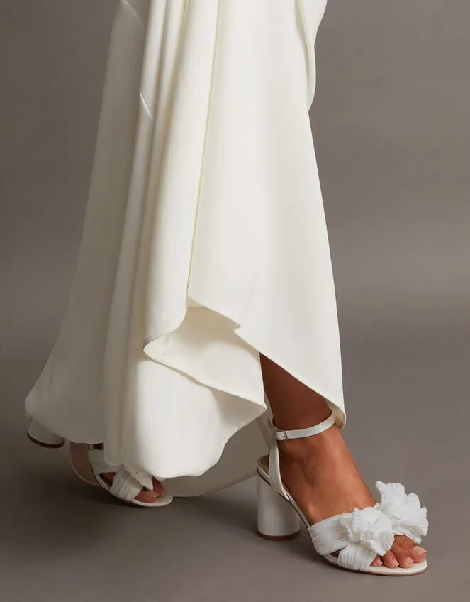 Women Block Heel Bow Heeled Sandals Ivory Monsoon Wedding Shoes
