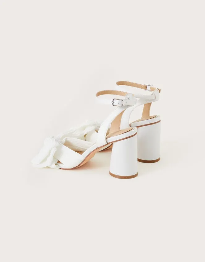 Women Block Heel Bow Heeled Sandals Ivory Monsoon Wedding Shoes