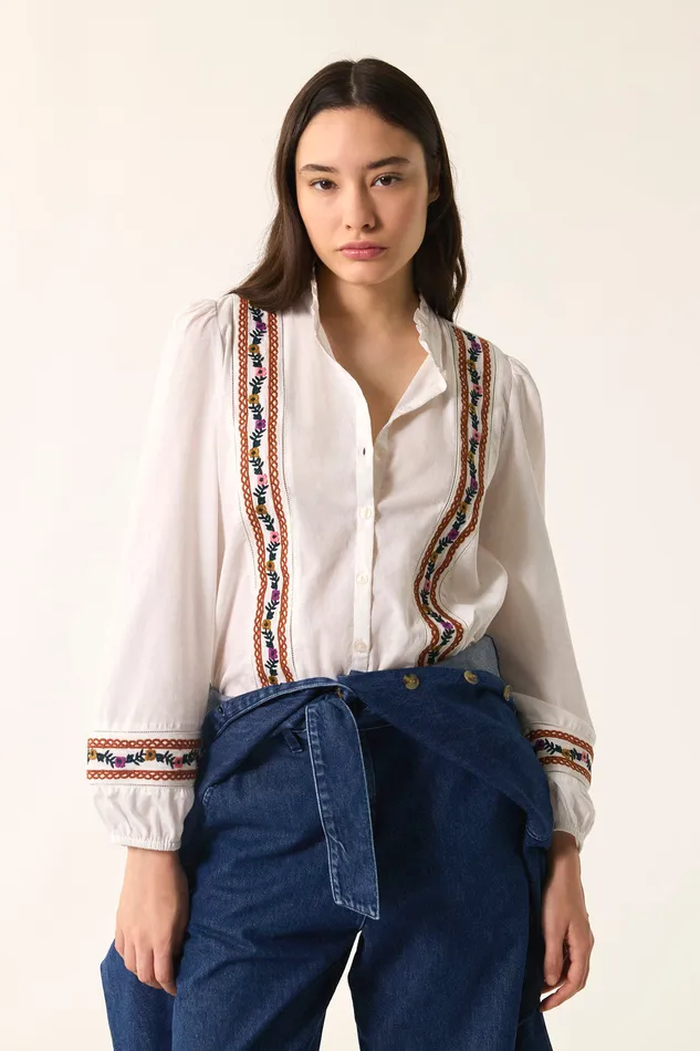 Women Blouse Reneto Ecru Blouse Coton cru Des Petits Hauts Blouses Shirts and Tops