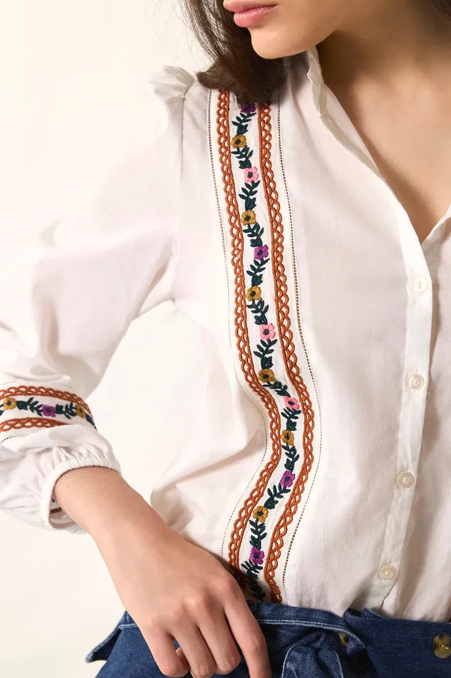 Women Blouse Reneto Ecru Blouse Coton cru Des Petits Hauts Blouses Shirts and Tops