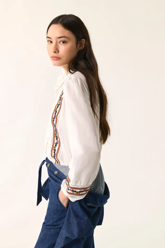Women Blouse Reneto Ecru Blouse Coton cru Des Petits Hauts Blouses Shirts and Tops
