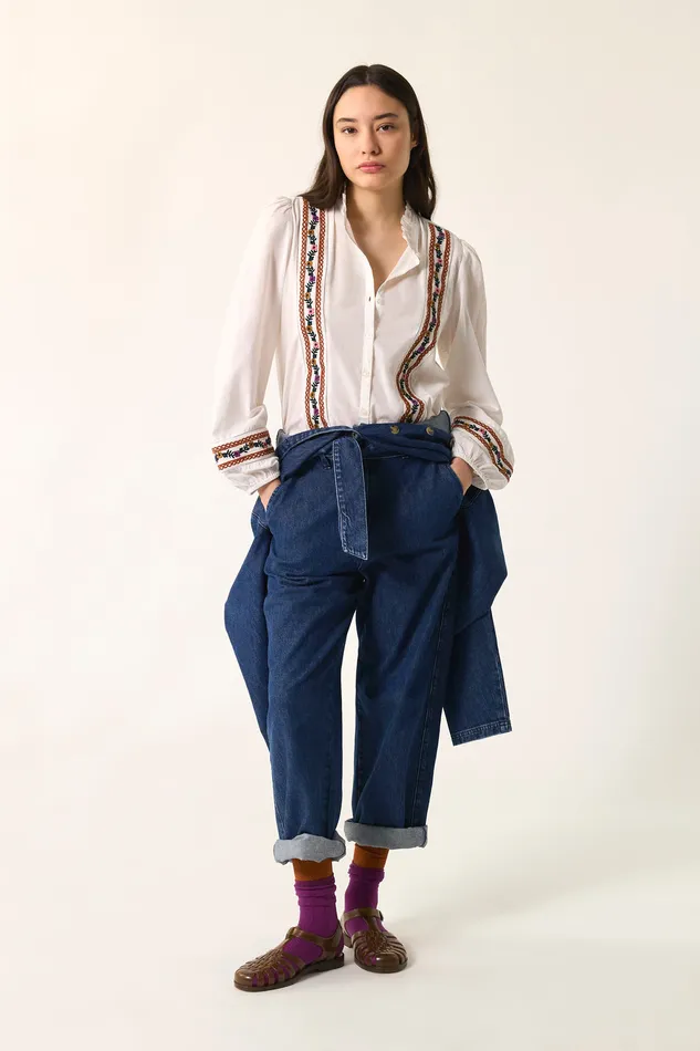 Women Blouse Reneto Ecru Blouse Coton cru Des Petits Hauts Blouses Shirts and Tops
