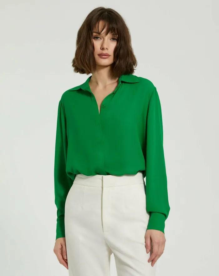Women Blouses And Tops Mac Duggal The Bentley Long Sleeve Button Up Georgette Blouse 8211 FINAL SALE Spring Green Women Blouses And Tops Mac Duggal The Bentley Long Sleeve Button Up Georgette Blouse 8211 FINAL SALE Spring Green