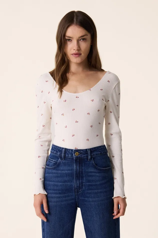 Women Bodysuit Haivy Floro Body Coton Imprim cru Des Petits Hauts Blouses Shirts and Tops