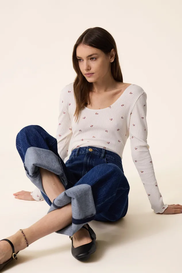 Women Bodysuit Haivy Floro Body Coton Imprim cru Des Petits Hauts Blouses Shirts and Tops