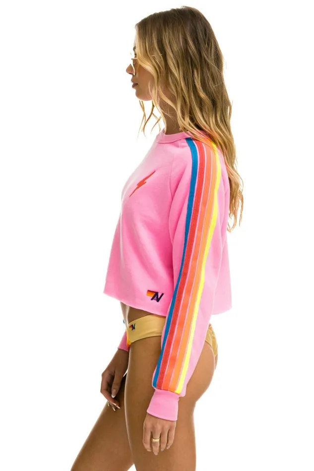 Women BOLT EMBROIDERY CLASSIC CROPPED CREW SWEATSHIRT 8211 NEON PINK NEON RAINBOW Aviator Nation BoltCollection Women BOLT EMBROIDERY CLASSIC CROPPED CREW SWEATSHIRT 8211 NEON PINK NEON RAINBOW Aviator Nation BoltCollection