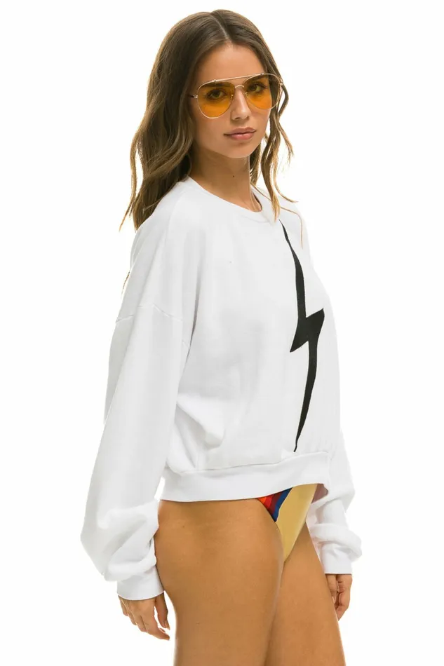 Women BOLT STITCH RELAXED CREW SWEATSHIRT 8211 WHITE BLACK Aviator Nation UnisexCrewSweatshirt Women BOLT STITCH RELAXED CREW SWEATSHIRT 8211 WHITE BLACK Aviator Nation UnisexCrewSweatshirt