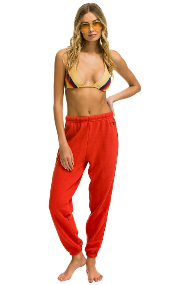 Women BOLT STRIPE SWEATPANTS 8211 RED Aviator Nation Sweatpants Women BOLT STRIPE SWEATPANTS 8211 RED Aviator Nation Sweatpants