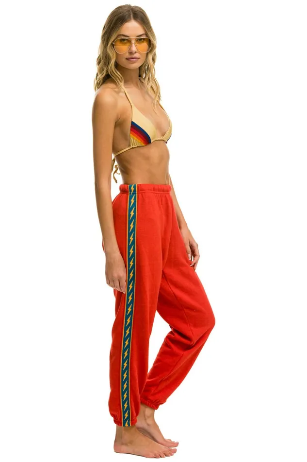 Women BOLT STRIPE SWEATPANTS 8211 RED Aviator Nation Sweatpants Women BOLT STRIPE SWEATPANTS 8211 RED Aviator Nation Sweatpants
