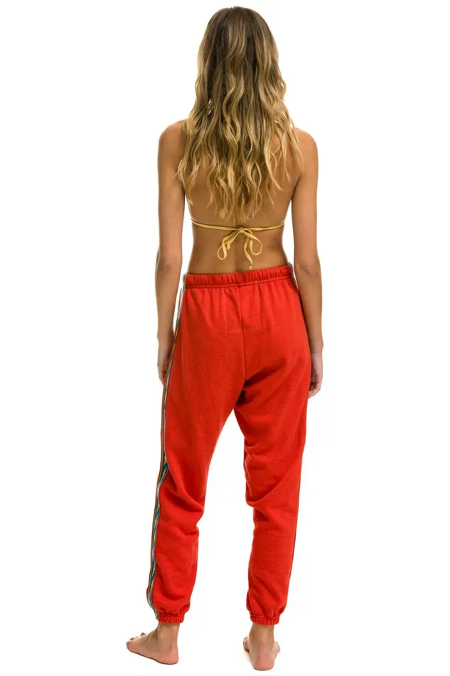 Women BOLT STRIPE SWEATPANTS 8211 RED Aviator Nation Sweatpants Women BOLT STRIPE SWEATPANTS 8211 RED Aviator Nation Sweatpants