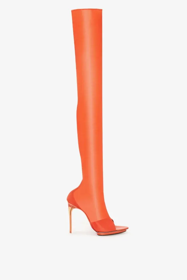 Women Boots Victoria Beckham Pointy Toe Mesh Boot In Orange