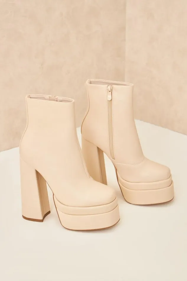 Women Bottines Beiges Plateforme Et Talon Bloc Beige Brentiny Paris Ankle Boots 8211 Boots
