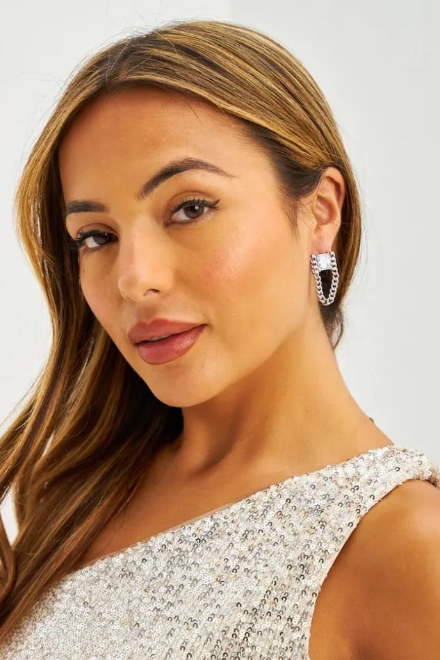 Women Boucles D039oreilles Argentes Pierres Et Chainettes Strass Silver Brentiny Paris Earrings Women Boucles D039oreilles Argentes Pierres Et Chainettes Strass Silver Brentiny Paris Earrings