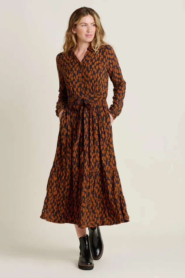 Women Brakeburn Dresses Black Brush Strokes Maxi Shirt Dress