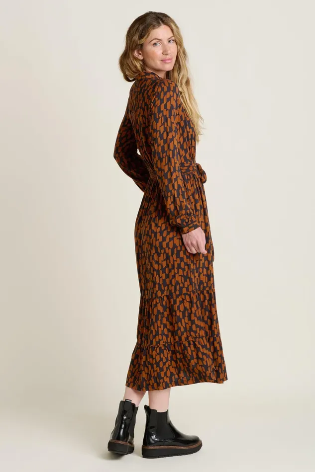 Women Brakeburn Dresses Black Brush Strokes Maxi Shirt Dress