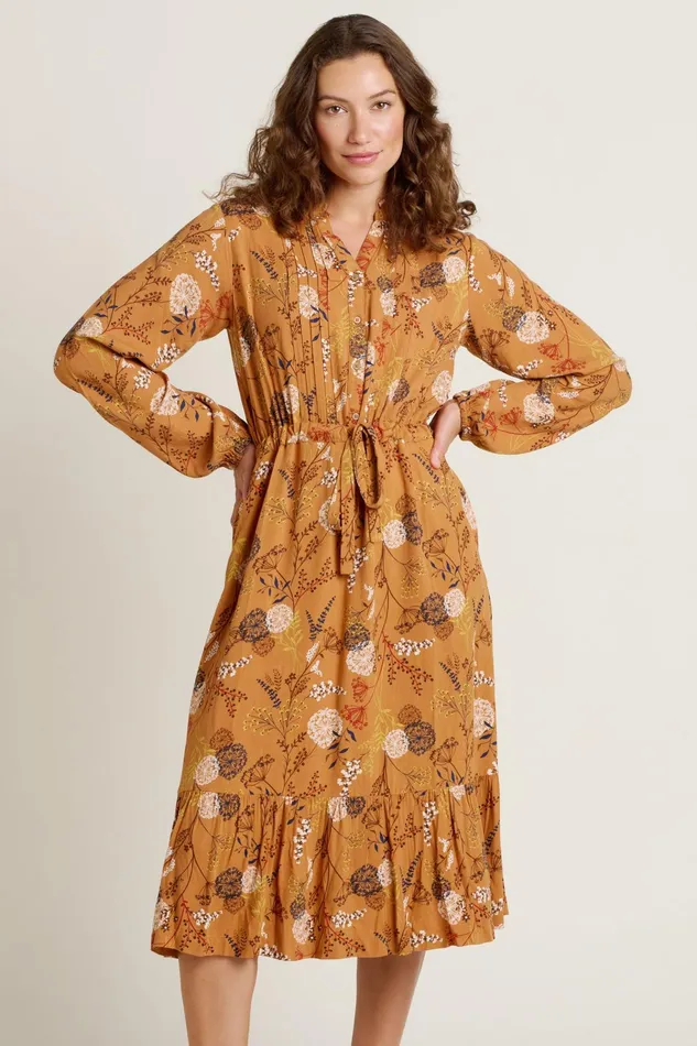 Women Brakeburn Dresses Gold Meadow Midi Dress
