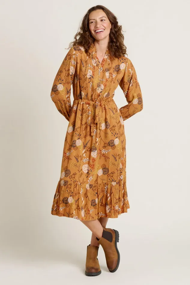 Women Brakeburn Dresses Gold Meadow Midi Dress