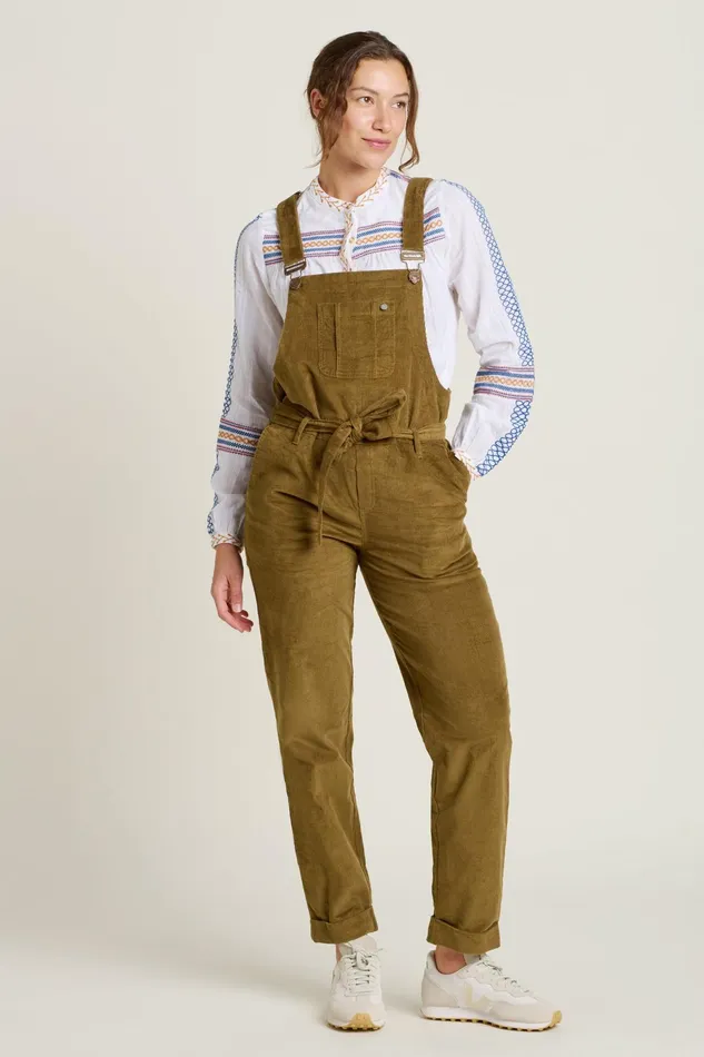 Women Brakeburn Jumpsuits And Dungarees Khaki Belted Cord Dungaree