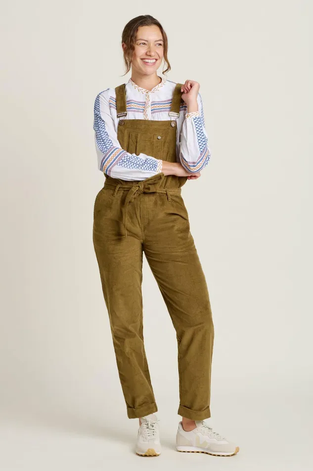 Women Brakeburn Jumpsuits And Dungarees Khaki Belted Cord Dungaree