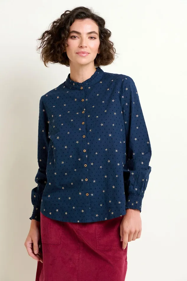 Women Brakeburn Shirts Navy Stars Embroidered Blouse