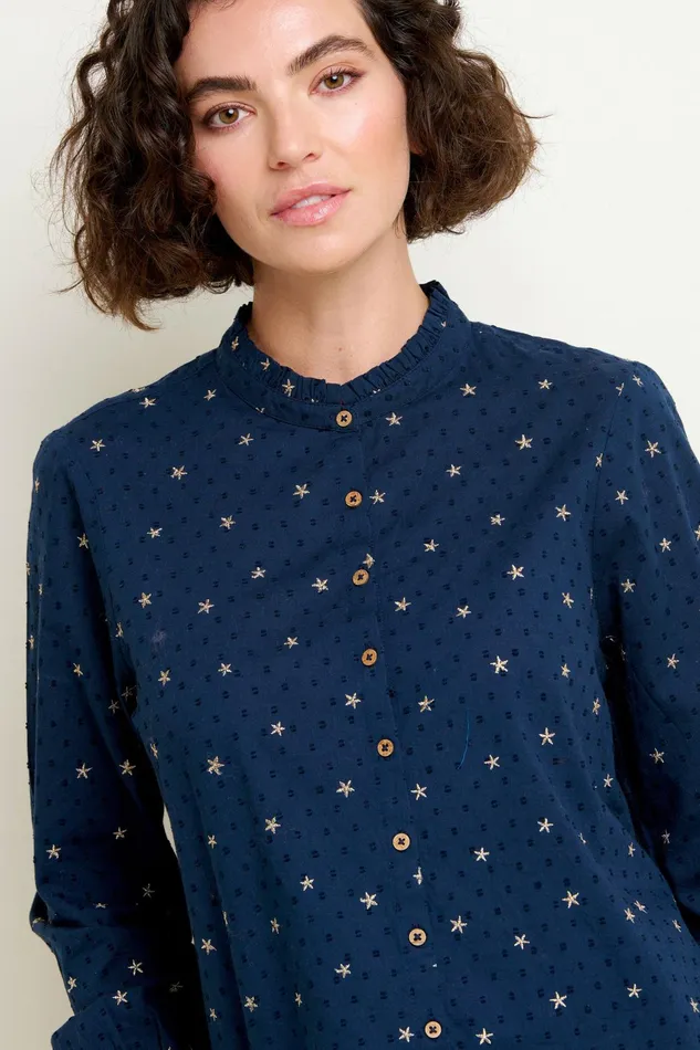 Women Brakeburn Shirts Navy Stars Embroidered Blouse