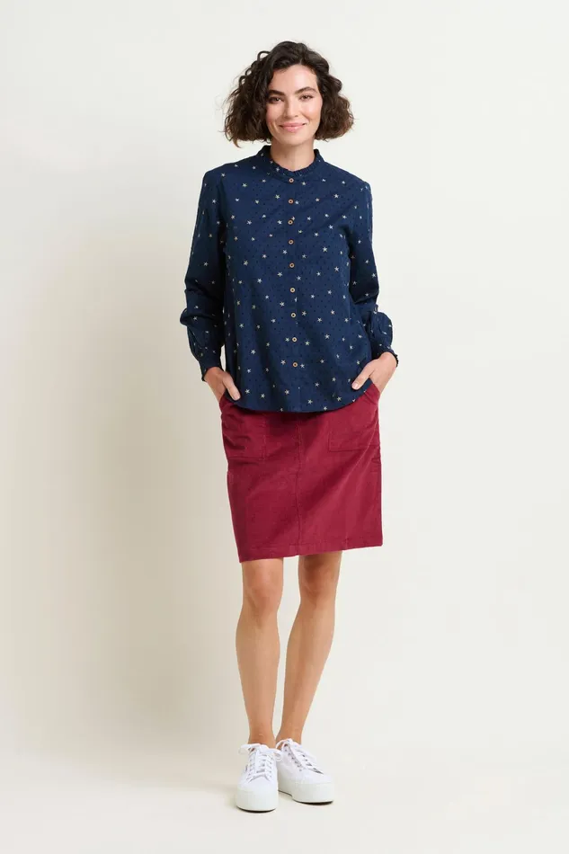 Women Brakeburn Shirts Navy Stars Embroidered Blouse