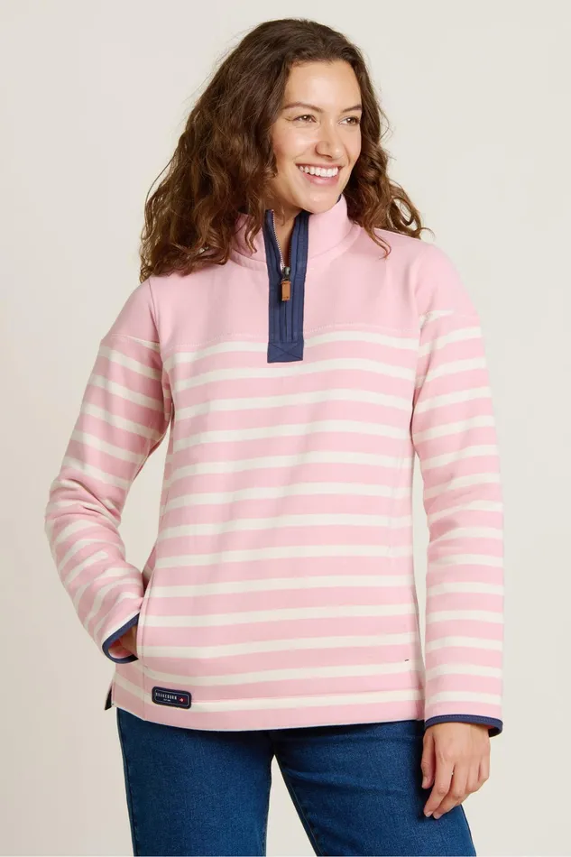 Women Brakeburn Sweatshirts And Hoodies Pink Pink Quarter Zip Sweatshirt
