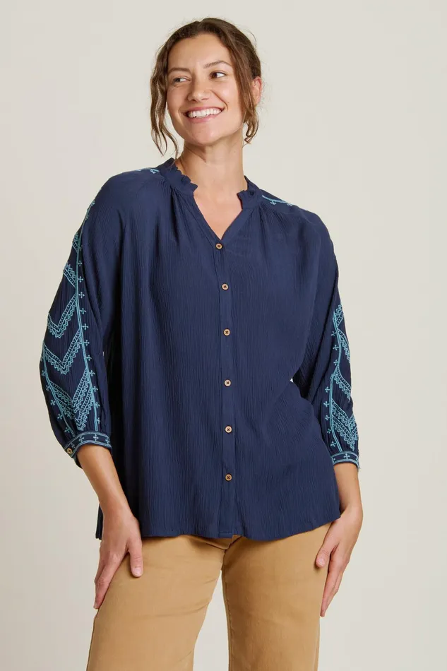 Women Brakeburn Tops TShirts And Vests Blue Mudeford Blouse