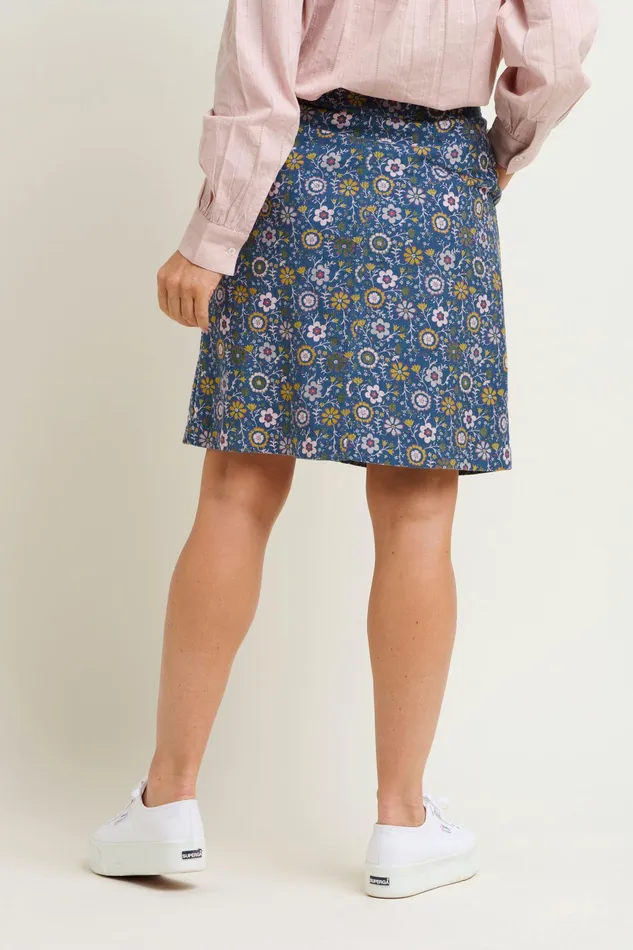 Women Brakeburn Trousers Skirts and Shorts Blue Folk Floral Cord Skirt