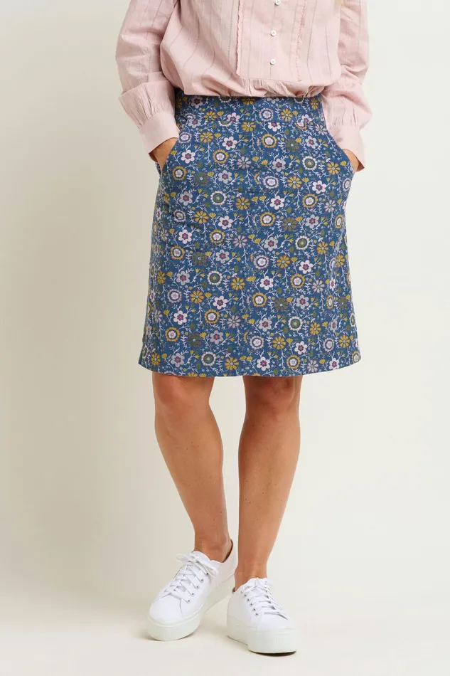 Women Brakeburn Trousers Skirts and Shorts Blue Folk Floral Cord Skirt