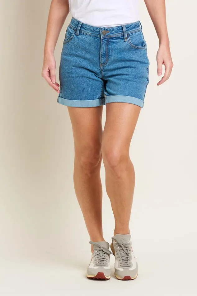 Women Brakeburn Trousers Skirts and Shorts Blue Side Stripe Denim Short
