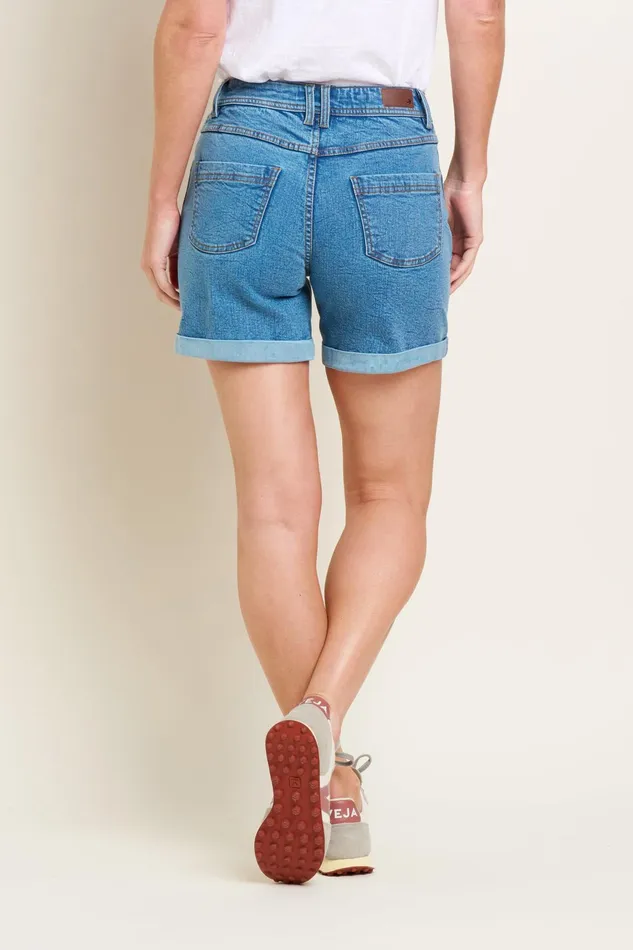 Women Brakeburn Trousers Skirts and Shorts Blue Side Stripe Denim Short
