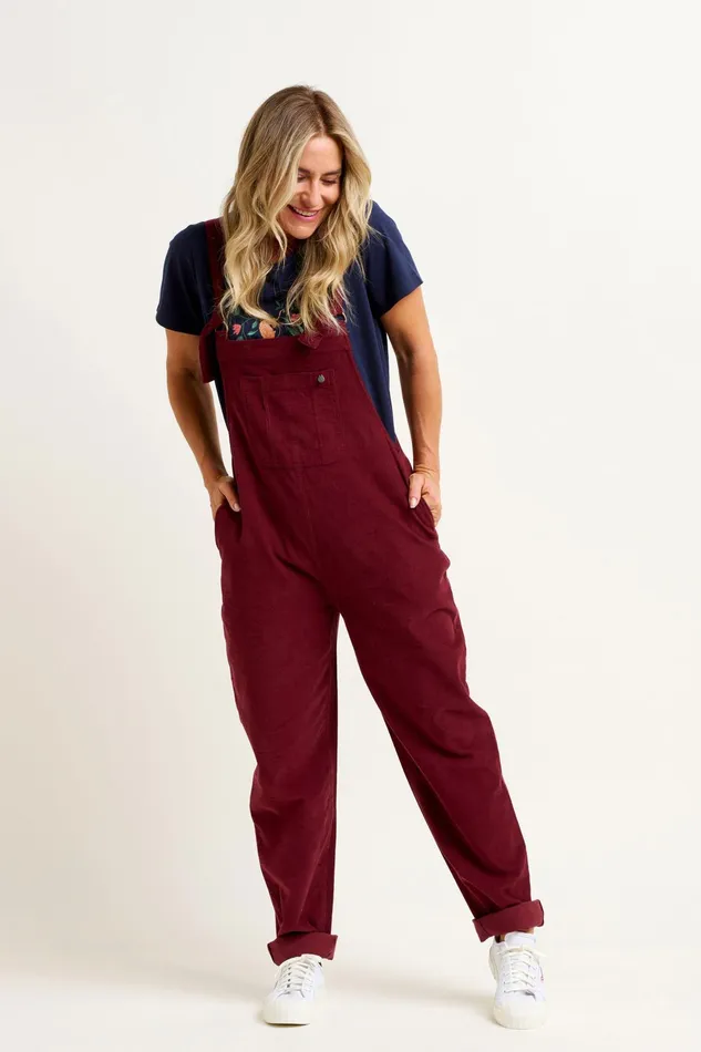 Women Brakeburn Trousers Skirts and Shorts Burgundy Niko Cord Dungarees