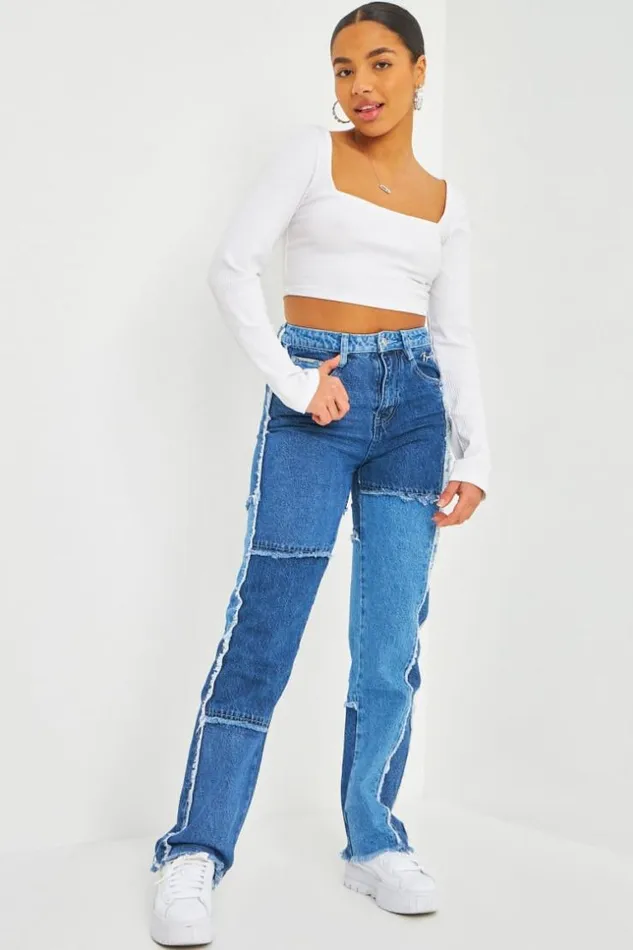 Women Brentiny Jean In Blue Patchwork Blue Brentiny Paris Jeans