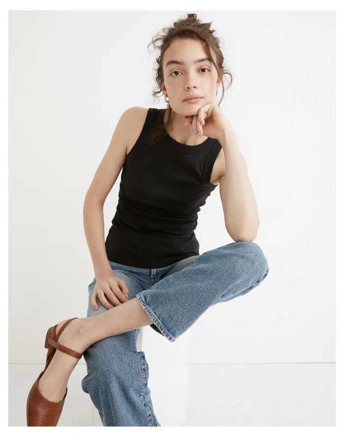 Women Brightside Tank Top True Black Madewell Tees Women Brightside Tank Top True Black Madewell Tees