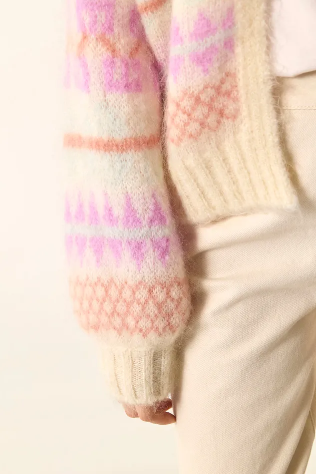 Women Cardigan Albus Jacquard Gilet Mohair Multicolore Des Petits Hauts Jumpers and Cardigans