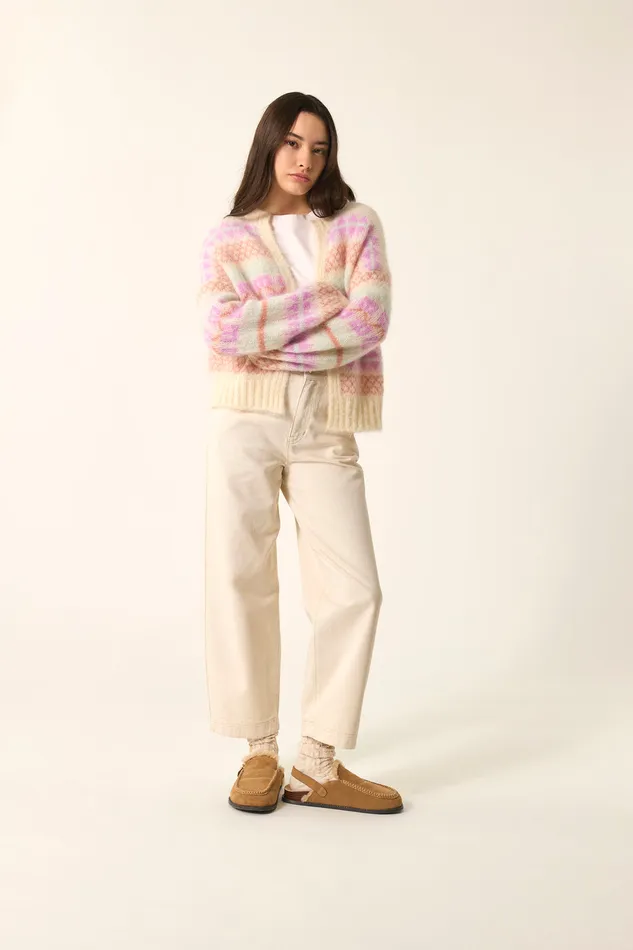 Women Cardigan Albus Jacquard Gilet Mohair Multicolore Des Petits Hauts Jumpers and Cardigans