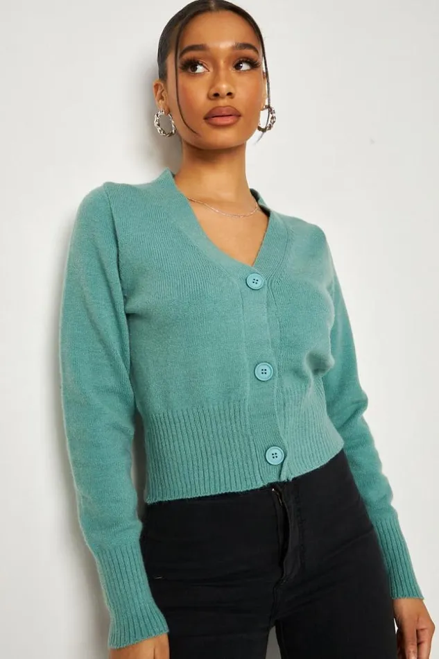 Women Cardigan In Green Green Brentiny Paris Cardigans