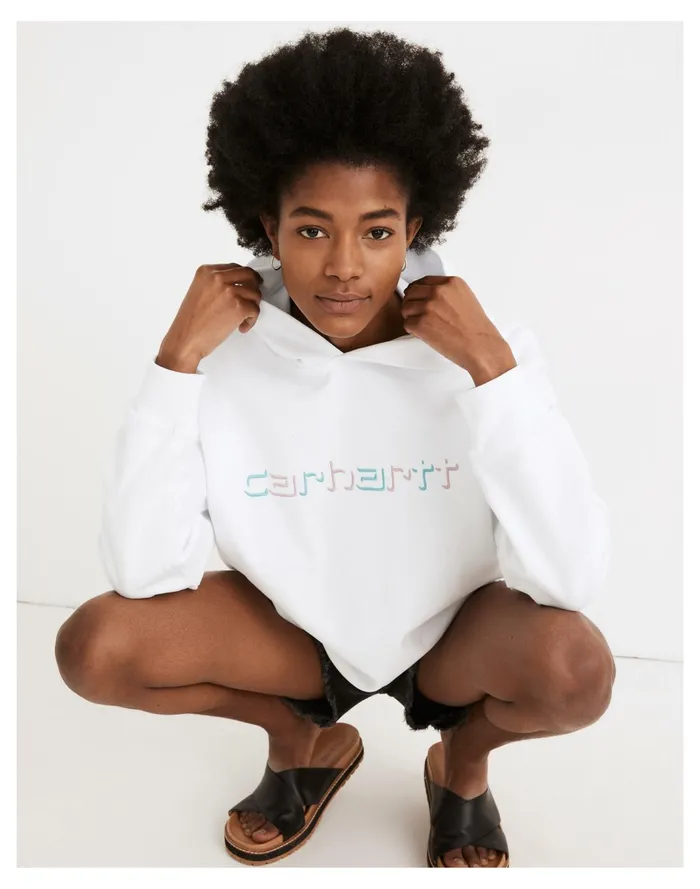 Women Carhartt Work In Progress Script Hoodie Sweatshirt White Madewell Sweatshirts and Sweatpants Women Carhartt Work In Progress Script Hoodie Sweatshirt White Madewell Sweatshirts and Sweatpants
