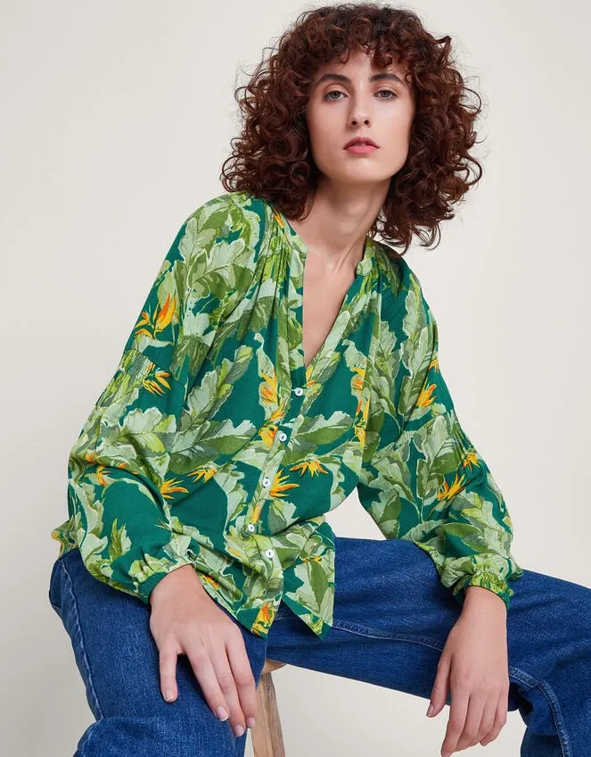 Women Carmina Print Blouse Green Monsoon Tops and Blouses