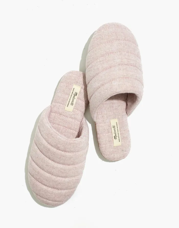 Women Chambray Quilted Scuff Slippers Rose Dust Multi Madewell Slippers