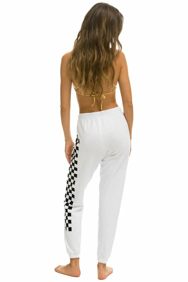 Women CHECK LEG SWEATPANTS 8211 WHITE Aviator Nation Sweatpants Women CHECK LEG SWEATPANTS 8211 WHITE Aviator Nation Sweatpants