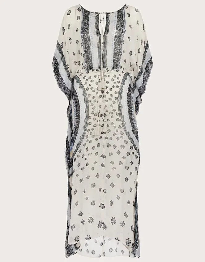 Women Circle Print Maxi Kaftan In Lenzing Ecovero Ivory Monsoon Dresses