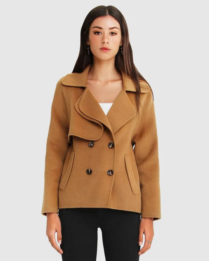 Women Coats and Jackets Belle and Bloom I039m Yours Wool Blend Peacoat 8211 Camel
