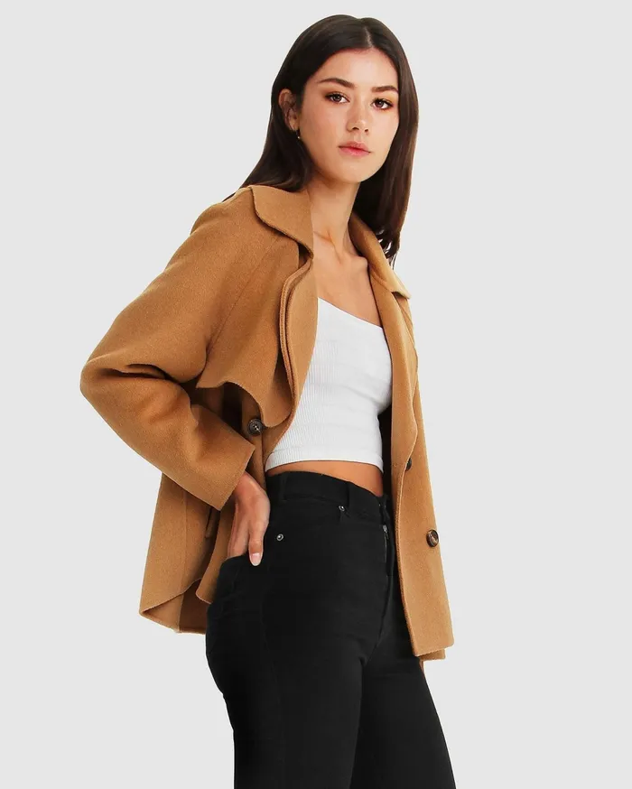 Women Coats and Jackets Belle and Bloom I039m Yours Wool Blend Peacoat 8211 Camel