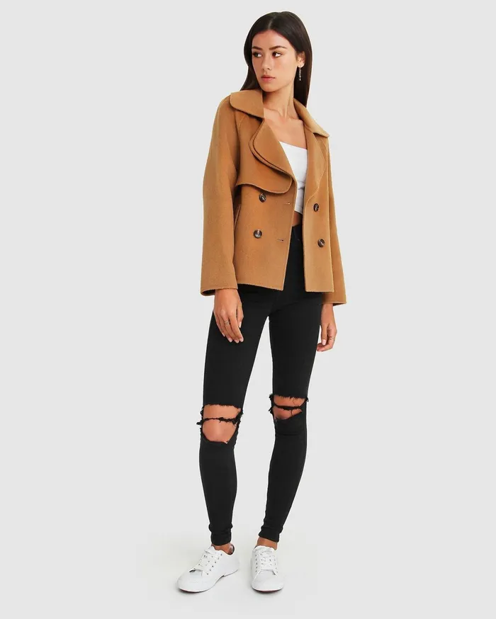 Women Coats and Jackets Belle and Bloom I039m Yours Wool Blend Peacoat 8211 Camel