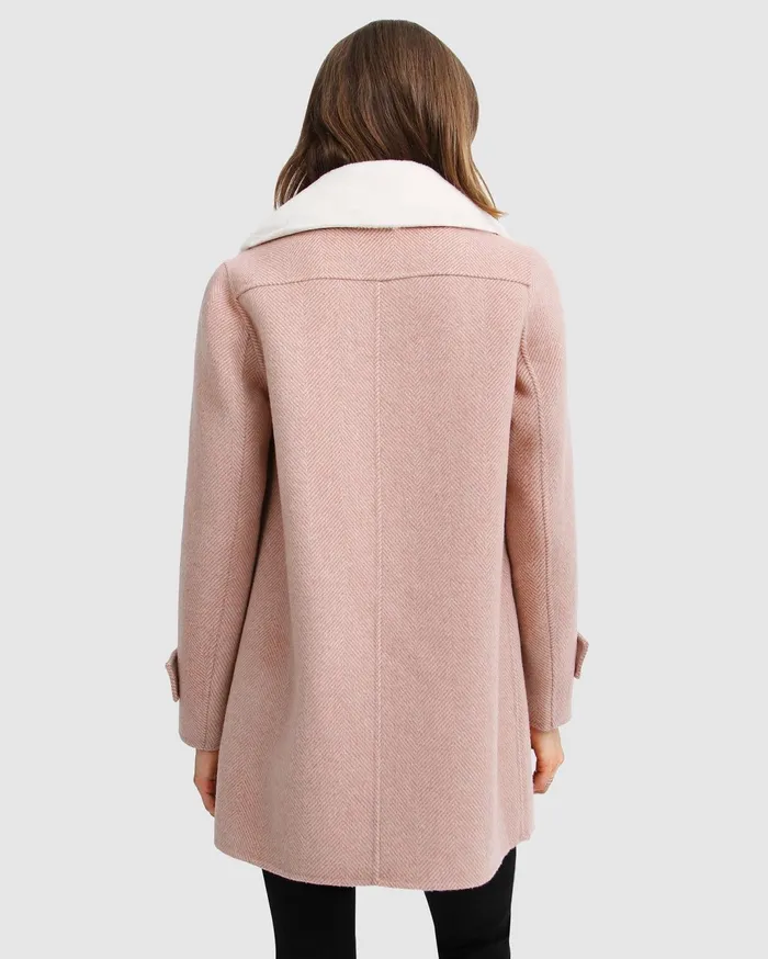 Women Coats and Jackets Belle and Bloom Liberty Sherpa Collar Wool Blend Coat 8211 Blush